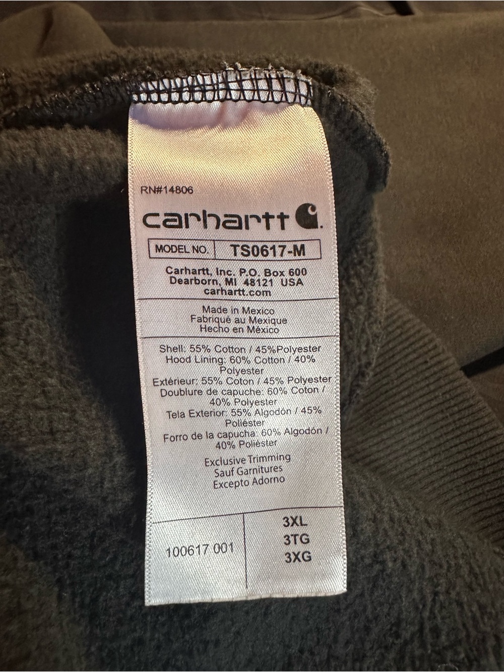 Carhartt Rain Defender 1/4 Zip Hoodie Black 3XL Loose Fit Heavyweight Pullover - Picture 7 of 10